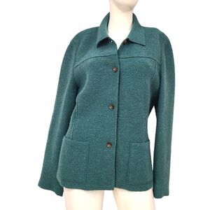 Lands End Teal Wool Jacket Womens size 14 Outerwear